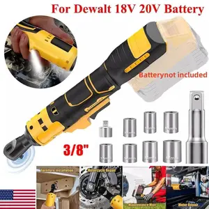 Safe Brushless Electric Ratchet Wrench 3/8" for Dewalt 20V Battery, Anti-Kickback, Variable Speed & LED Light