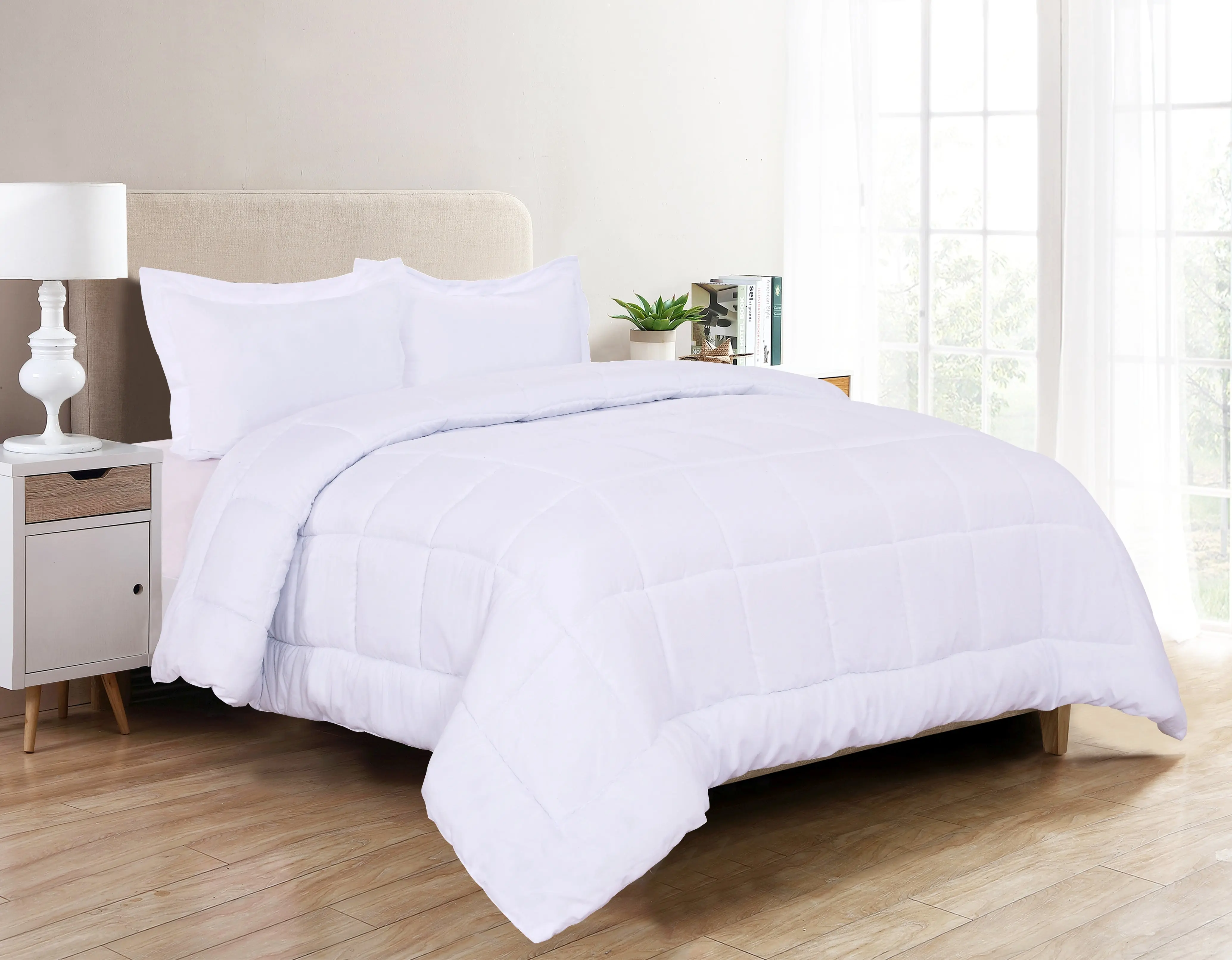 Mocassi Solid Down-Alternative Comforter with Ultra-Plush Double-Filled Fluffy Insert, Hotel Premier Warmth