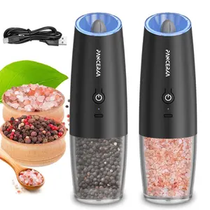 PANCERKA Electric Salt & Pepper Grinder, USB Rechargeable Automatic Pepper Grinder with LED Light, Adjustable Coarseness Pepper Grinder Set for Home Kitchen Cooking, Kitchen Gadgets, Gift