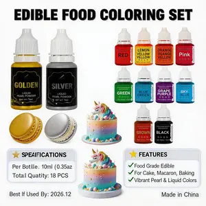 Food Coloring 12 Color x10 ml Food Grade Vibrant Liquid Food Color Dye Flavorless Vegan-free Icing Colors for Baking, Icing, Cake Decorating, Macaron, Frosting, Fondant, Cookie, Slime