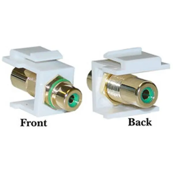Cable Wholesale Keystone Insert- White- RCA Female Coupler (Green RCA)