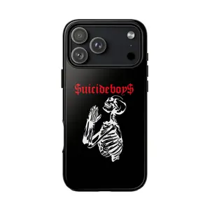 $uicideboy$ Gothic Skeleton Glossy Tough iPhone Case Dark Rap Aesthetic Underground Music Phone Case Black Minimal Protective Case for iPhone 7–17 Pro Max