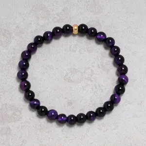Purple Tiger Eye 6mm Natural Gemstone Stretch Bracelet