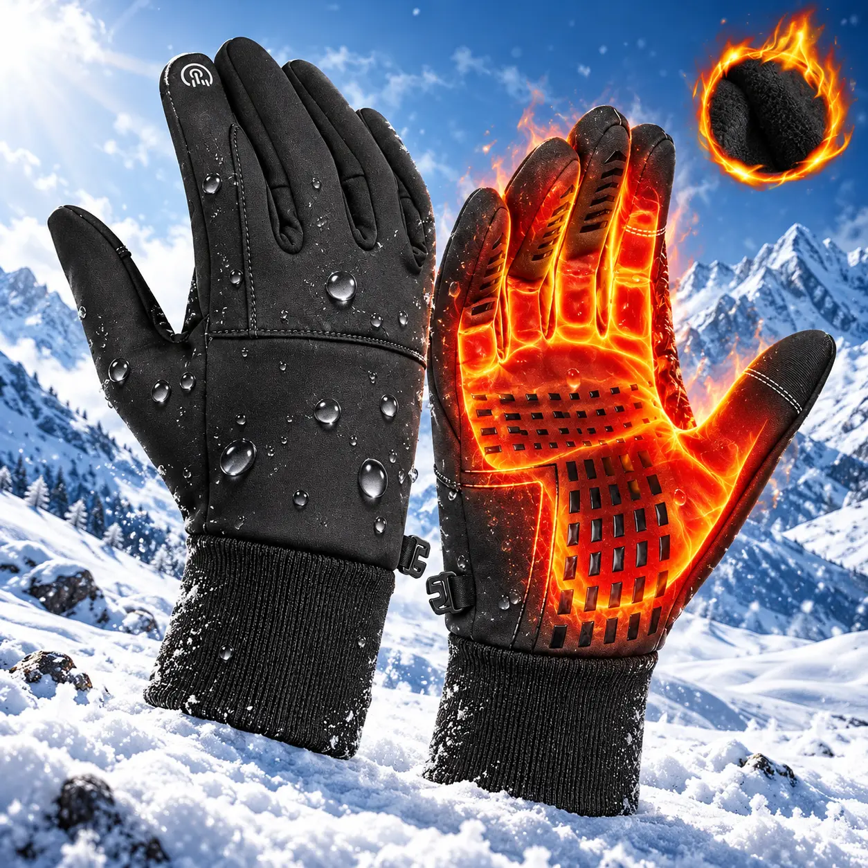 Unisex Winter Touchscreen Gloves, Warm Fleece-Lined Thermal Gloves with Anti-Slip Palm Grip for Driving, Cycling, Running and Cold-Weather Outdoor Sports