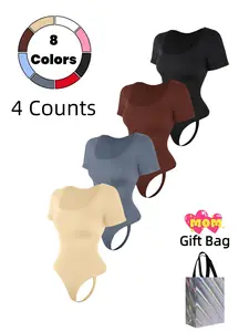 Women's Solid Square Neck Shapewear Bodysuit, Casual Comfy Tummy Control Bodysuit for Daily Wear, Ladies Shapewear for All Seasons, Underwear