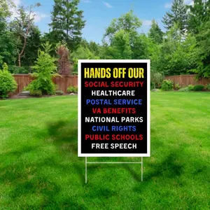 Hands Off Our Social Programs Yard Sign with Metal H-Stake,  Corrugated Plastic