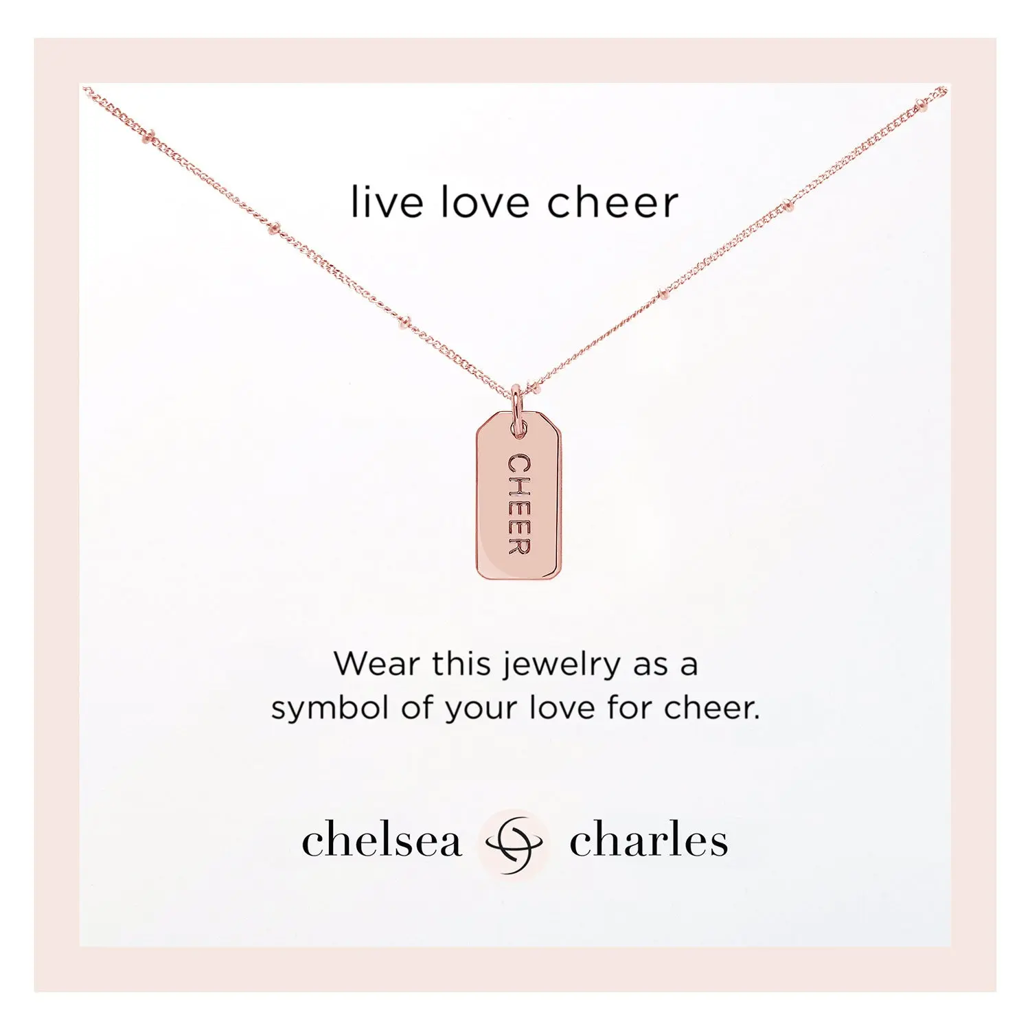 Rose Gold Cheer Charm Necklace (Reversible)