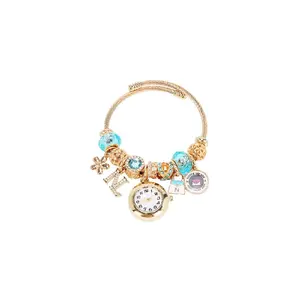 CHARM WATCH BRACELET GOLD BLUE