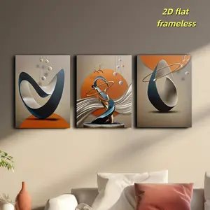 3 pieces of modern abstract art canvas posters, minimalist wall decoration 2D flat printing frameless paintings