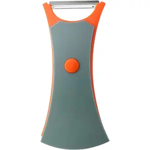1pcs 2-in-1 Fruit Peeler, Double Sharp Stainless Steel Blades Multifunctional Fruit and Vegetable Peeler, Double-Sided Rotating Blade (Orange Gray)