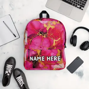 Custom Name Marble Backpack, Personalized Elegant Rucksack, Customized Minimalist School Bag, Abstract Gift, Marble Present