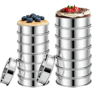 16Pcs Crumpet & English Muffin Rings Set, 4" & 3.15" Nonstick Stainless Steel Double Rolled Tart Rings, Round Metal Pastry Molds for Baking Cakes, Desserts & Food
