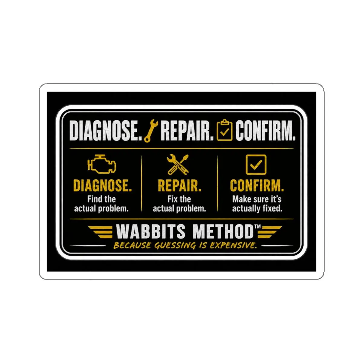Diagnose, Repair, Confirm Themed Sticker for DIY Scrapbooking & Stamping Projects