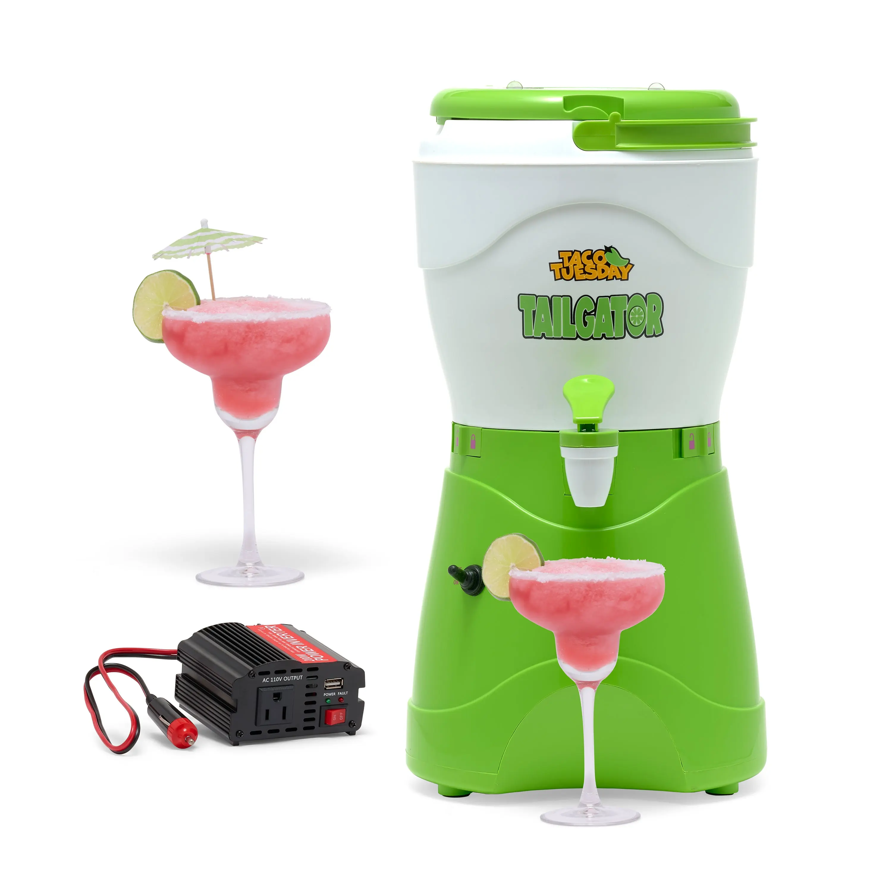Taco Tuesday 1-Gallon AC/DC Tailgater Party Frozen Margarita & Slush Machine Green with Powerful Motor & Double-Wall Insulation for Easy Cleaning and Portability