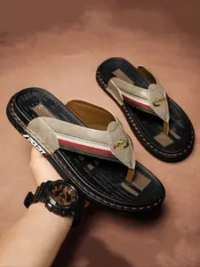Men's Fashionable Colorblock Flip Flops, Casual Comfortable Flat Sandals for Summer, Lightweight Non-slip Beach Slippers for Daily Wear, Fashionable Footwear