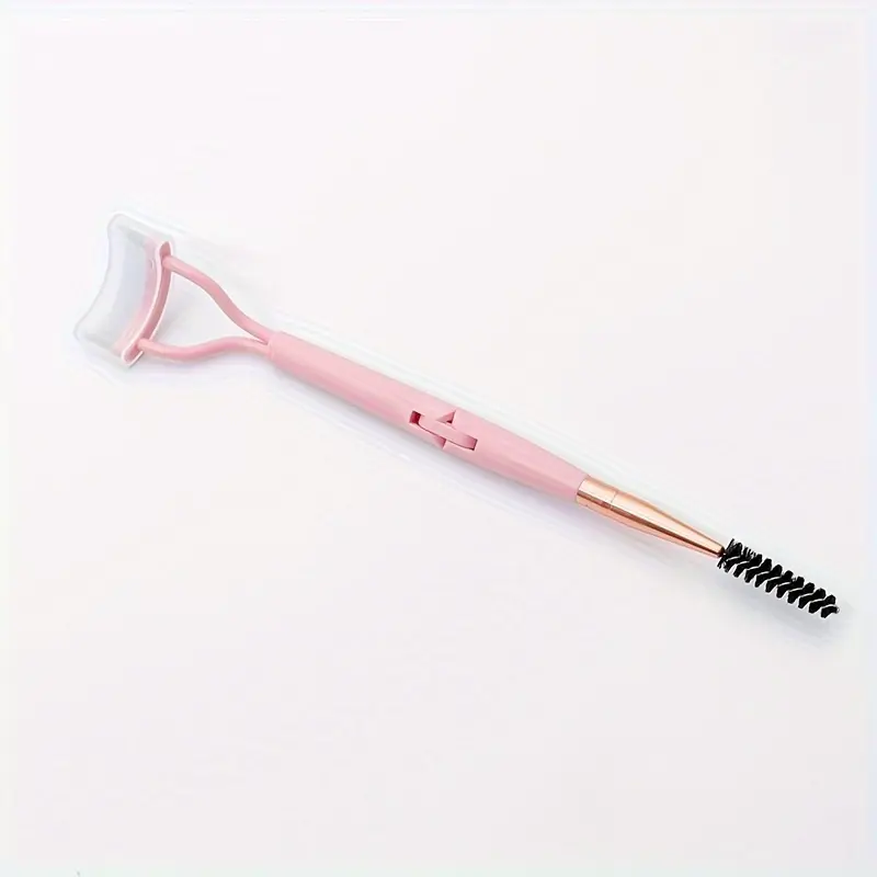 2-in-1 Eyelash Curler with Steel Comb for Separated Lashes, Dual-End Makeup Tool with Brush for Eyebrow Grooming, Eyelash Curlers