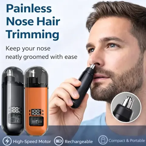 Men's Multifunctional Hair Trimmer - USB Rechargeable, Compact & Portable Wireless Grooming Tool for Nose, Ear, Eyebrows, Painless Dual-Edge Blades, LED Display, Waterproof, Travel-Friendly