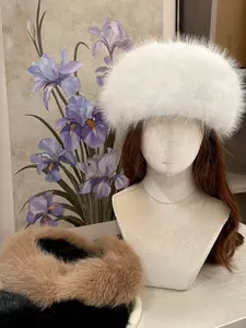 Russian Cossack Style Fuzzy Winter Hat for Women, Warm Plush Headband, Comfortable Ear Warmer for Cold Weather, Fashion Choice