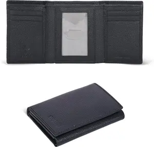 ESTALON Leather Trifold Wallet for Men - RFID Blocking - 6 Card Slots, 2 Slip Pockets & 1 Front ID Window - Minimalist Design, Slim Wallet Estalon Leather
