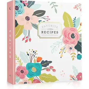 Recipe Binder 3 Ring Organizer Blank Recipe Book 8.5" x 9.5" with 50 Blank Recipes Cards (4x6), Full Page Dividers, Plastic Page Protectors Recipe Book to Write in Your own Recipes