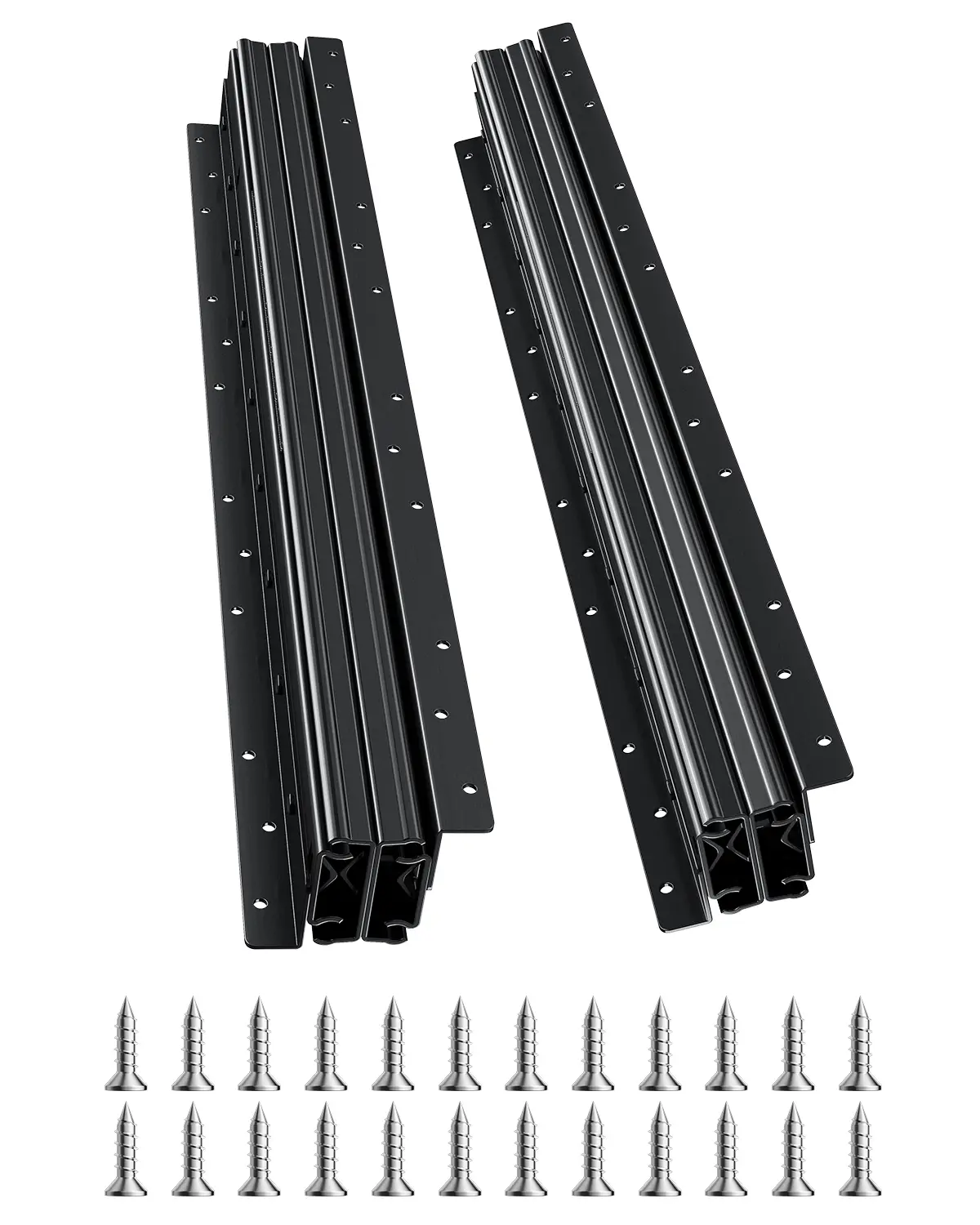 【summerfinds】VEVOR Undermount Drawer Slides, 24 inch, Full Extension Ball Bearing Under Stair Cabinet Rails, 260 LB Load Capacity Heavy Duty Bottom Stair Cabinet Glides Track Runners,for DIY Replacement, Black, Sliding Track Castors