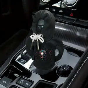 Universal Car Gear Shift Cover, Floral Skull Head Style Interior Decoration, Small Sweatshirt Design, Car Accessories