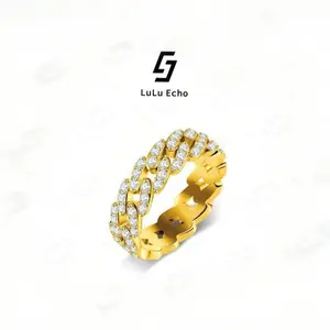 LuLuEcho 1.4ct Round Cuban Ring Synthetic Moissanite S925 Unisex Ring Perfect for Any Occasion & Everyday Wear Birthday Anniversary Valentine's Day Gift for Men Women