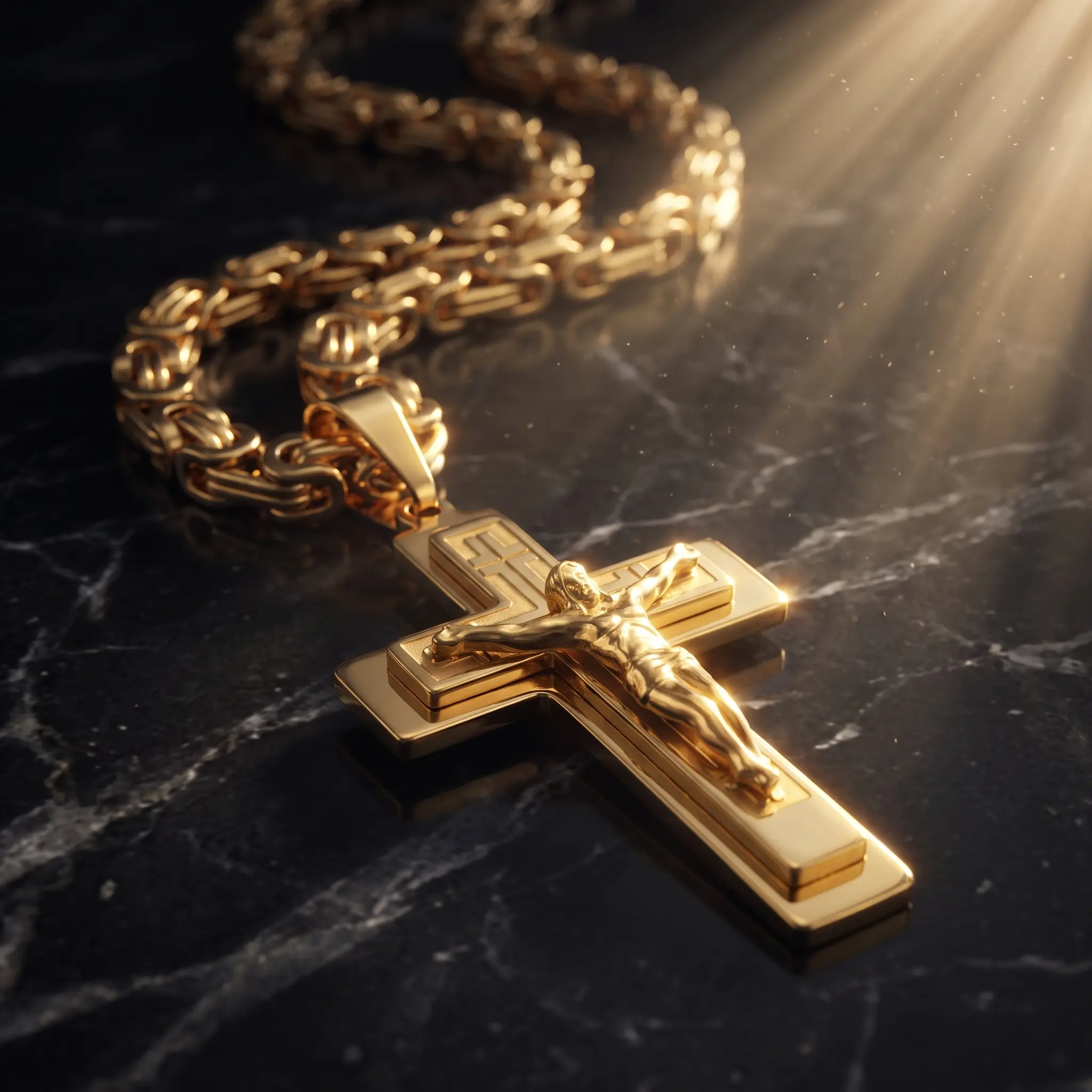 Men's Faith Cross Necklace with 23.62 in Cuban Link Chain, Gold Plated Stainless Steel Spiritual Jewelry, Anniversary Gift for Teen Boys, Men's Accessories, Casual/Formal, Christian Style, Durable Fashion Accessory, Chains, Choking Hazard Small Parts, U-S