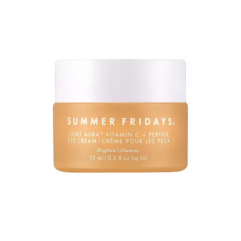 Summer Fridays Light Aura Vitamin C + Peptide Eye Cream - Vegan, Moisturizing, Caffeine-Infused, Brightening, 2-Hexanediol, Acetyl Hexapeptide-8, Behenyl Alcohol, for Sensitive Skin Under Eye Care