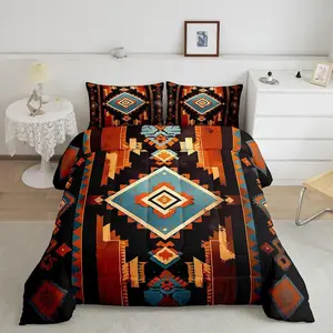 Boho Bedding Set Western Decor Comforter Set for Kids Boys Girls Southwest Native American Design Comforter Southwestern Geometric Duvet Set