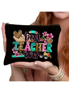 1pc, An Inspiring Teacher Makeup Bag, Teacher Thank-you Gift, Teacher Makeup Bag Gift, Cosmetics Storage Bag, Portable Toiletry Storage Bag, Travel Makeup Bag, Cosmetic Pouch, Perfect for Travel, Vacation, Business, Fitness, Camping, and Outdoor Use