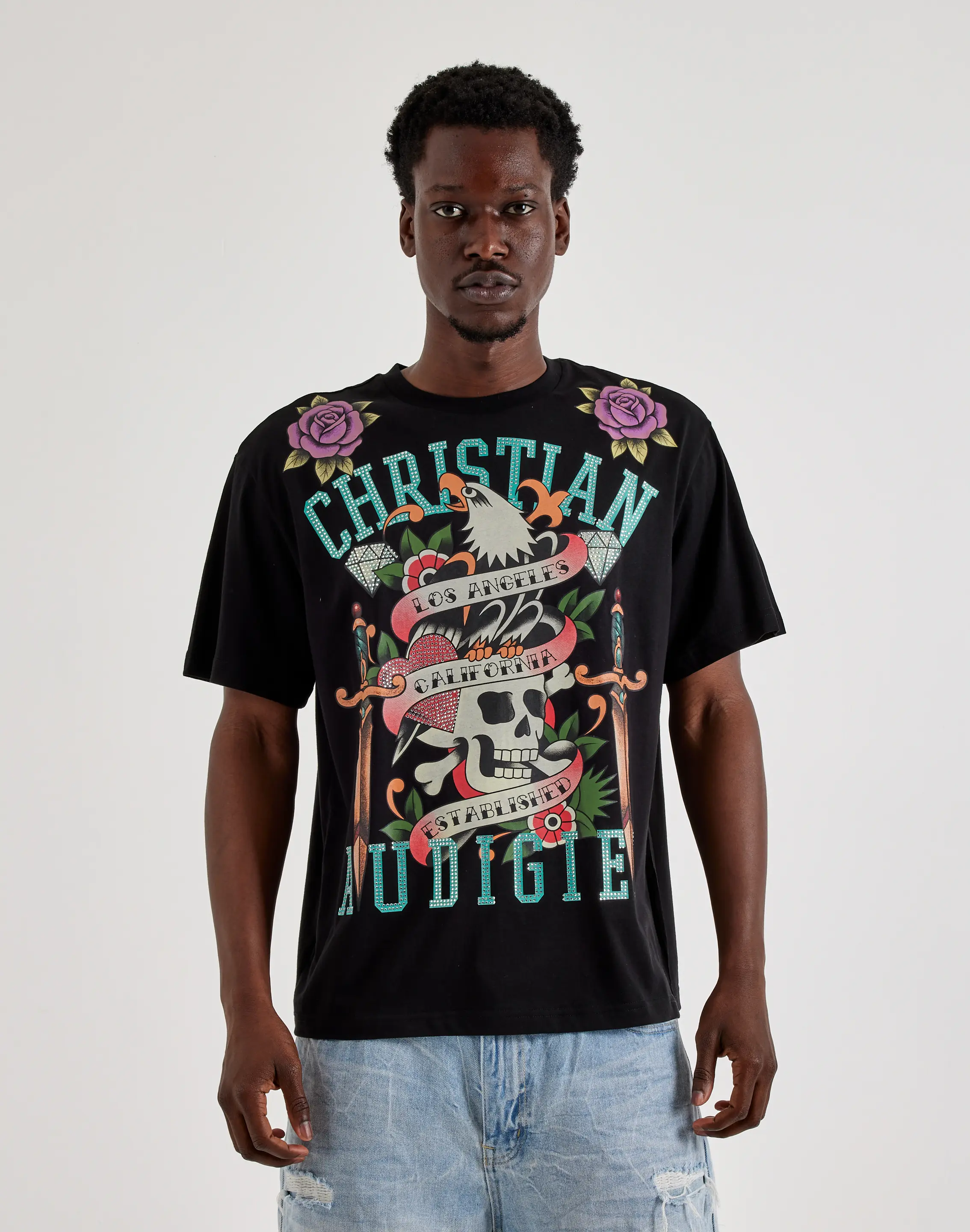 Mens Christian Audigier Skull And Dagger Tee