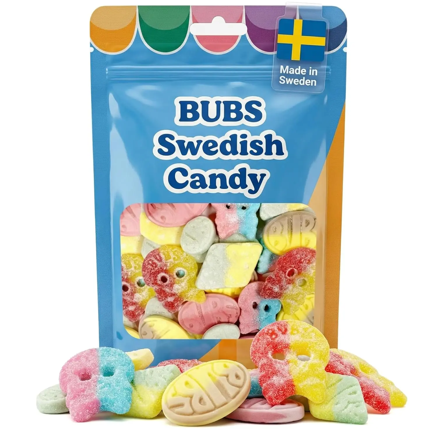 BUBS Swedish Candy Mix, 1 LB Assorted Fruity Gummy Candy, Sweet & Sour Scandinavian Treats, Made in Sweden, Nordic Candy Variety Pack for Snack Lovers