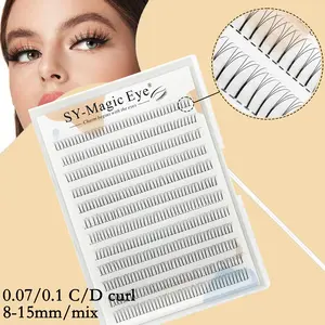 480 Pcs per box, Long Stem,3D,C / D Curl, Thickness 0.07mm / 0.1mm,8-15mm / Mix Lengths, Premade Fans Eyelash Extension, Cluster eyelashes, Natural & Soft, Hand-grafted false eyelashes