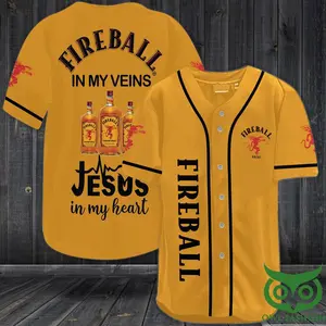 Fireball & Jesus Baseball Jersey - Christian Devotional Tee