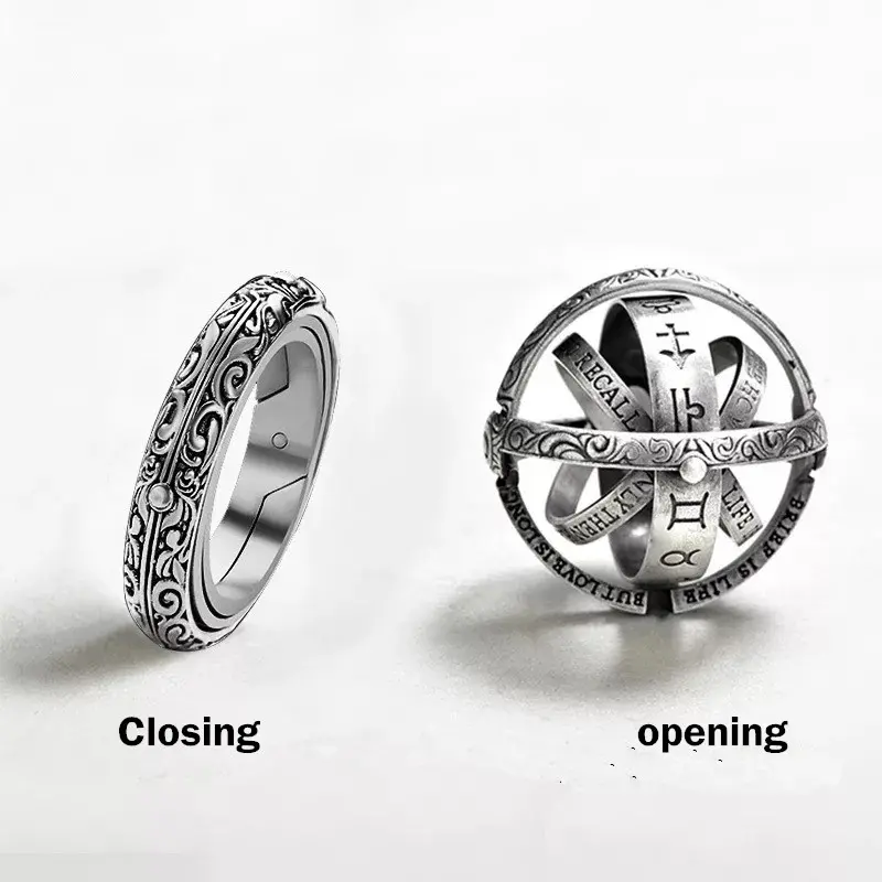 New Fashion Astronomical Ball Rings For Women Men Creative Complex Rotating Cosmic Finger Ring Jewelry