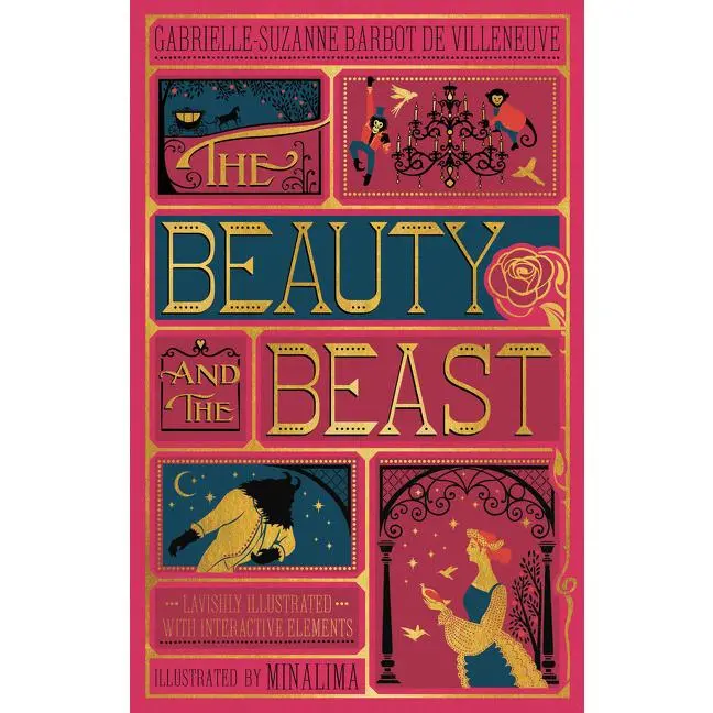 Beauty and the Beast, The (MinaLima Edition): (Illustrated with Interactive Elements) by Gabrielle-Suzanna Barbot de Villenueve||MinaLima [Hardback Book] Vintage Storybook Style Hardcover Complete Set