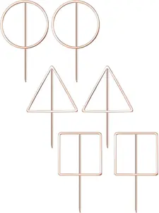 3Pairs Geometric Earrings for Women Elegant Minimalist Earrings Simple Round/Square/Triangle Earrings Set Rose Gold Plated