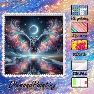1pc-5D-DIY-flocking cloth-diamond painting kit, options of AB diamonds, fairy dust diamonds, crystal diamonds, night owl plumage-diamond embroidery, special craft diamond art kit, wall decor, gift for family, loved ones, or friends.