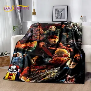 Horror Movie Character Chucky Saw Pennywise Halloween Soft Flannel Blanket for Beds Bedroom Sofa Picnic,Throw Blanket for Cover