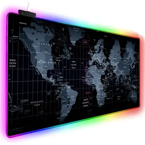 Extended RGB Gaming  Pad,  Gaming  Mat for Gamer,  Office Desktop Mat with 10 Lighting Mode, for PC  RGB Keyboard  - 31.5'' x 15" x 4mm(Map)