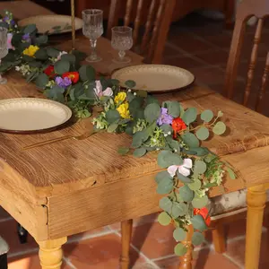 Colorful Eucalyptus Vine, 1 Count Artificial Eucalyptus Garland, Decorative Bow for Home Party Wedding, Room Decor, Office Decor, Bedroom Decor, Fruit, Artificial Flowers, Indoor Plants Decor