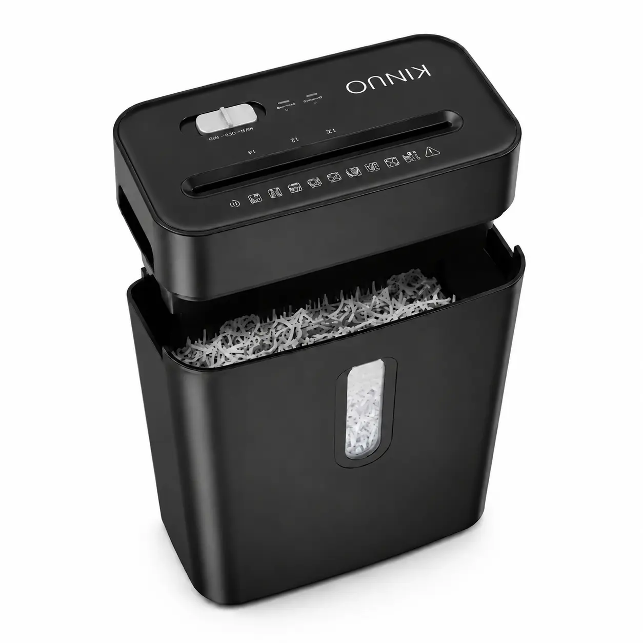 KINUO P-4 Secure Cross Cut Paper Shredder - 6-Sheet Capacity, Home & Office Use, Shreds Docs & Credit Cards, Anti-Jam System, Auto Stop, Black Plastic Body (Computers & Office Equipment)