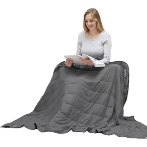 Weighted Blanket 10 Pounds Flannel, Soft Bed Blanket with Sanded Reversible, 48''x72'' 10lbs Dark Grey
