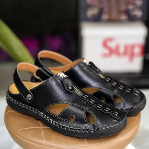 Men's Casual Sandals Outdoor Leather Closed Toe Beach Shoes Fisherman Shoes