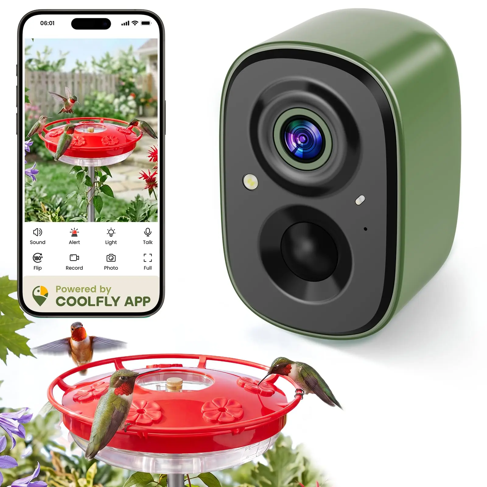 Smart Bird Camera Only, for Bird Feeder/Bath/House Bird Watching Live, 2.4G Free AI Identify 10,000+ Species, Auto Capture 2.5K Bird Videos, Instant Alerts, Wireless Outdoor Cam, for Mom Dad Birdlovers