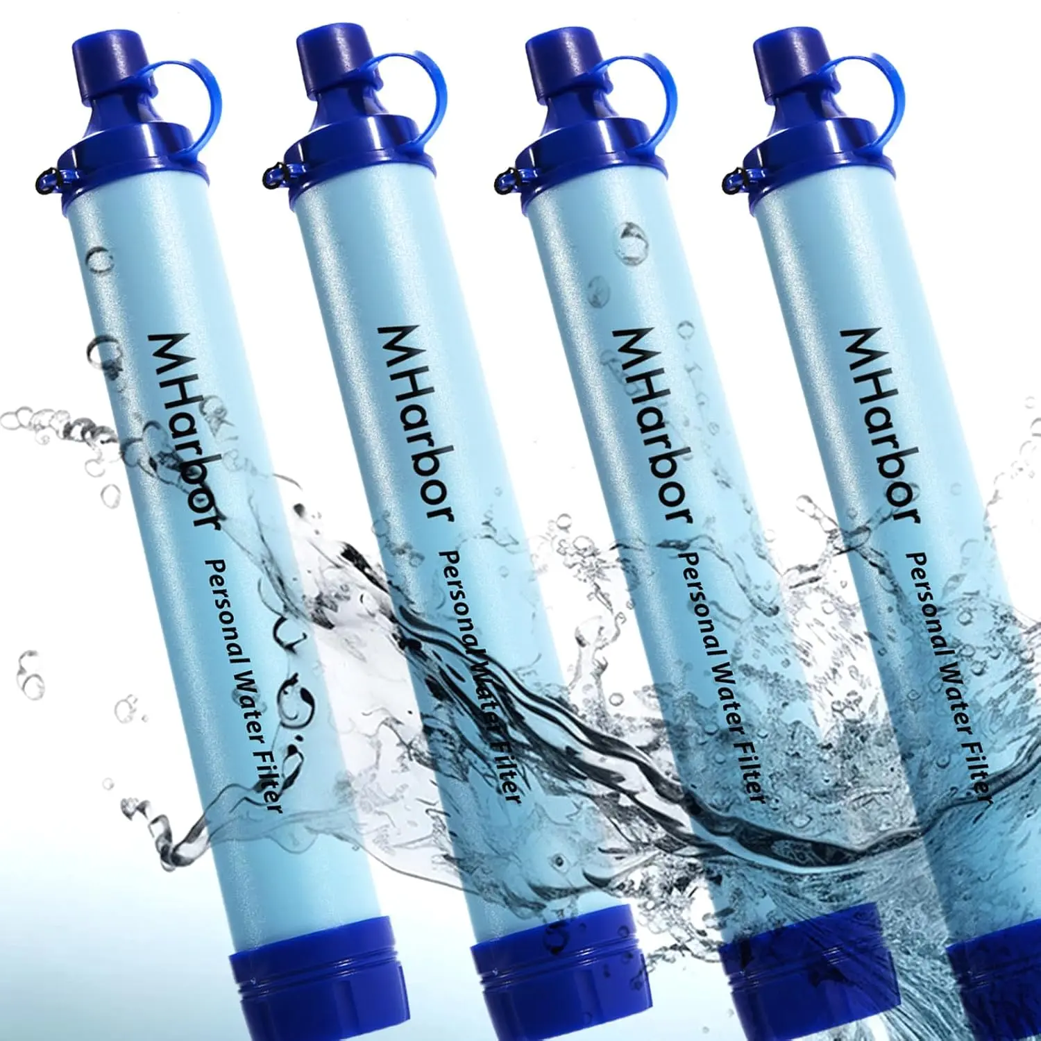 4-Pack Personal Water Filter Straws, Portable Purification System for Emergency Survival, Outdoor Hiking, and Camping, 4-Pack Size