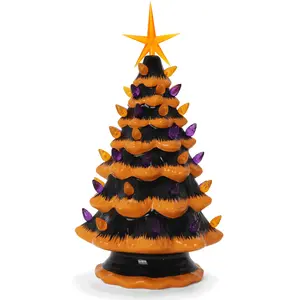 Orange Halloween Ceramic Christmas Tree
