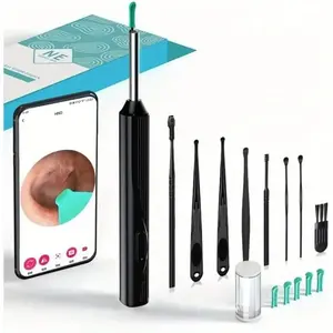 Portable Rechargeable Ear Wax Removal Tool Set, 1 Set Ear Cleaning Tool with Camera, Ear Cleaning Tool for iOS & Android, Earwax Removal Tool