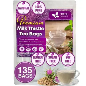 Premium 135 Milk Thistle Tea Bags, 100% Natural & Pure from Milk Thistle Seeds. Milk Thistle Seed Herbal Tea. Milk Thistle Seed Tea. Made with Natural Material Tea Bags. No Sugar, No Caffeine, No Gluten, Vegan. Beverage